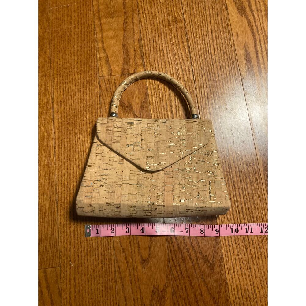 Cork tan beige gold hard envelope purse bag clutch unique